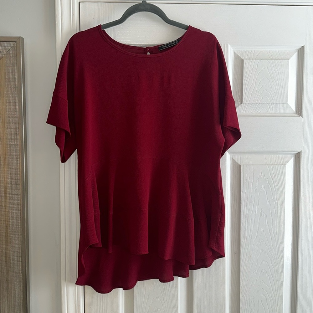 Crimson asymmetrical flowy blouse